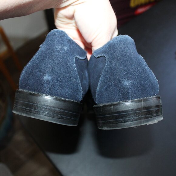 Stacy Adams 10M Men's Blue Suede Slip-On Loafers Dress Shoes w/ Chrome Buckle - Picture 12 of 16